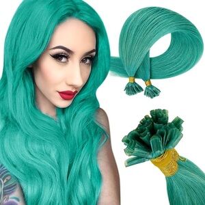 HUMAN HAIR Teal U-Tip Extensions 20in 25g
